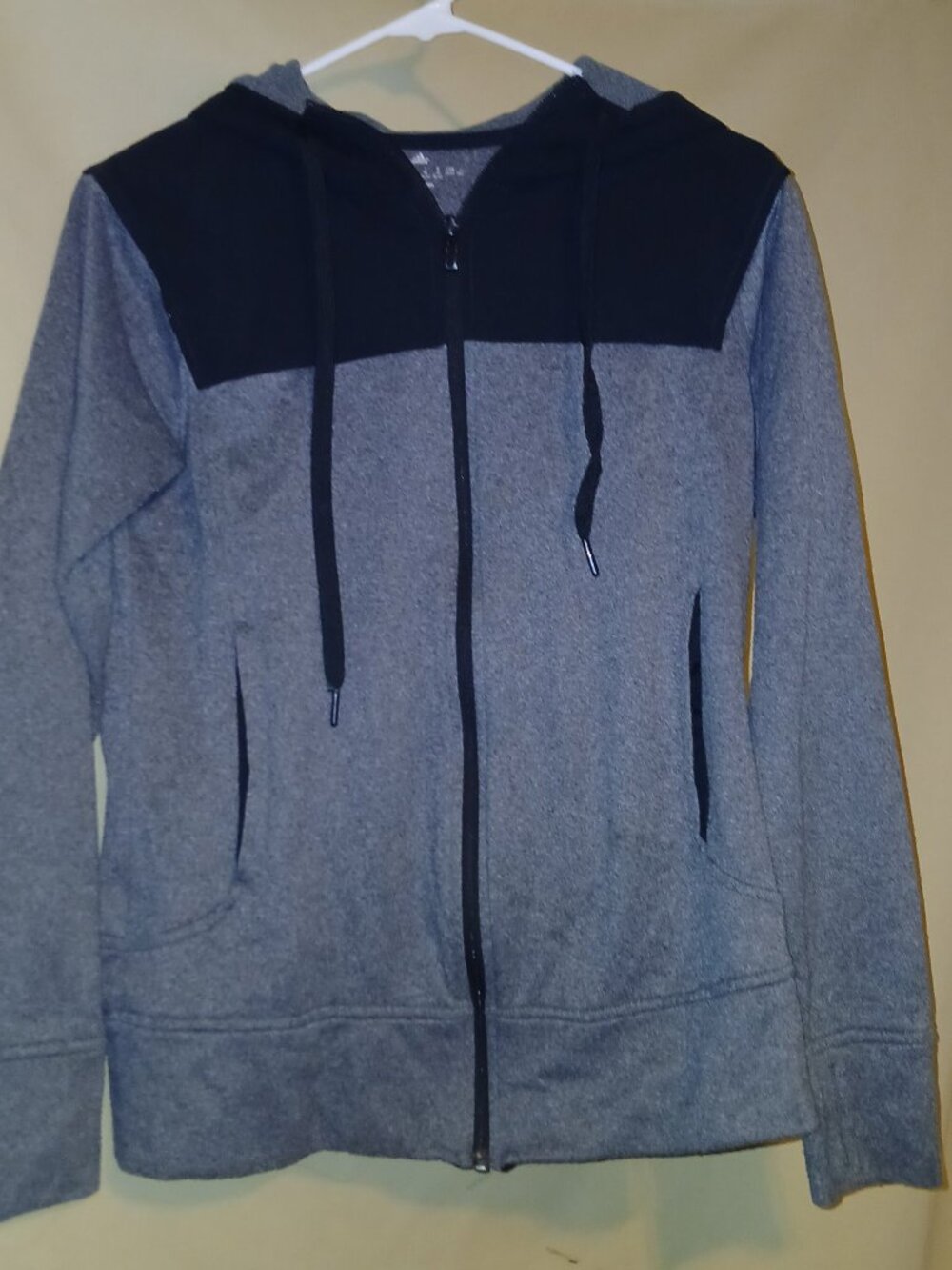 Adidas Climawarm Full Zip Hoodie Jacket Women's M Gray Black Hooded